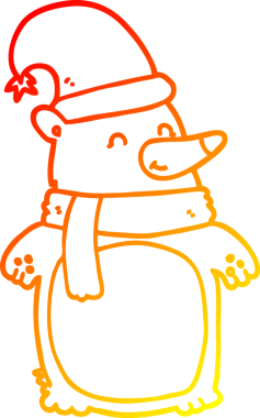 Bir insan tarafından çizilmiş bir çizgi film Noel ayısının sıcak çizgi çizimi