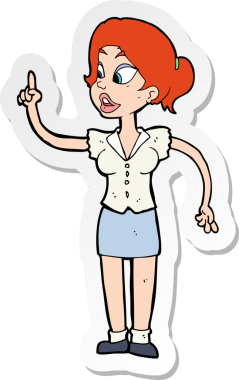 Bir insan tarafından çizilmiş harika bir fikri olan bir karikatür kadının çıkartması.