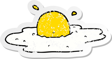 Bir insan tarafından çizilmiş kızarmış yumurtanın sıkıntılı çıkartması.