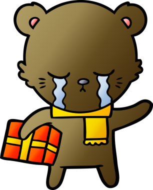 Bir insan tarafından çizilmiş ağlayan çizgi film ayısı.