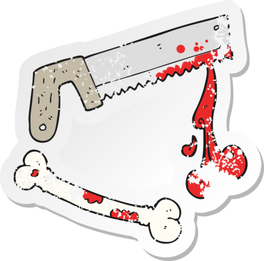 Bir insan tarafından çizilmiş bir karikatür cerrahının gerilmiş çıkartması.