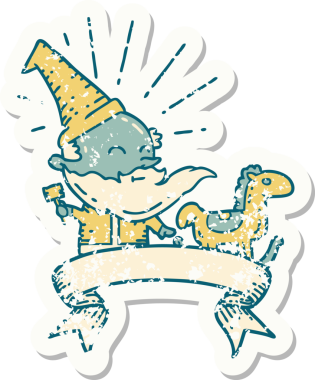 Bir insan tarafından çizilmiş eski bir dövme stili Noel Baba oyuncağı.