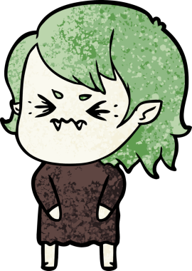 Bir insan tarafından çizilmiş kızgın vampir kız.