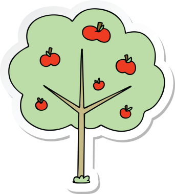 Bir insan tarafından çizilmiş tuhaf bir elma ağacının çıkartması.