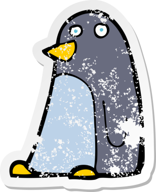 Bir insan tarafından çizilmiş penguen çizgi filminin gerilimli yapıştırması.