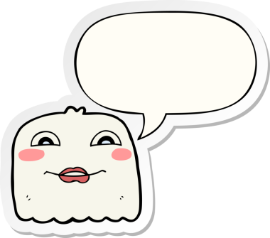 Bir insan tarafından çizilmiş balon çıkartmalı çizgi film hayaleti.