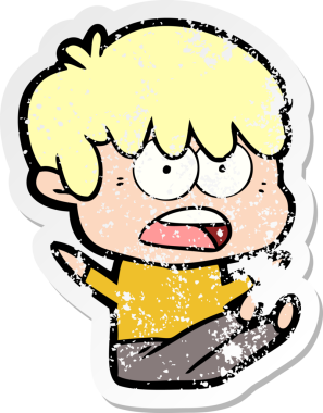 Bir insan tarafından çizilmiş endişeli bir çizgi film çocuğunun sıkıntılı çıkartması.