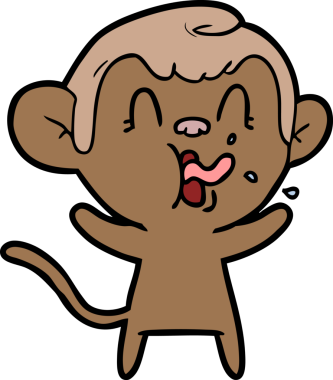 Bir insan tarafından çizilmiş çılgın çizgi film maymunu