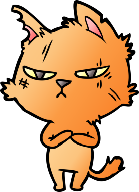 Bir insan tarafından çizilmiş sert çizgi film kedisi.