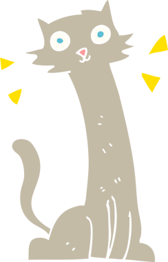 Bir insan tarafından çizilmiş kedinin düz renk çizimi