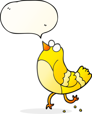 Bir insan tarafından çizilmiş serbest konuşma balonu karikatür kuşu