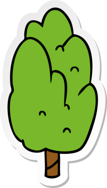 El çizimi karikatür karalaması bir insan tarafından çizilmiş tek yeşil ağaç