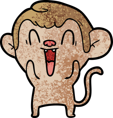 Bir insan tarafından çizilmiş gülen maymun çizgi filmi