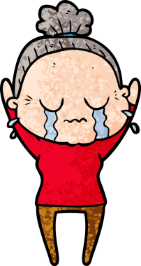 Bir insan tarafından çizilmiş ağlayan yaşlı bir kadın.