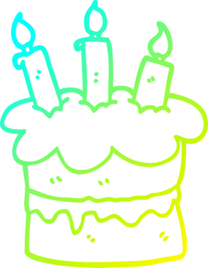 Bir insan tarafından çizilmiş bir doğum günü pastasının soğuk gradyan çizimi