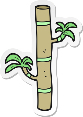 Bir insan tarafından çizilmiş karikatür bambu etiketi.