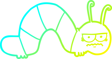 Huysuz bir tırtılın insan tarafından çizilmiş soğuk çizgi çizimi.