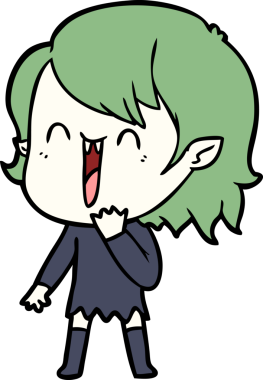 Bir insan tarafından çizilmiş mutlu vampir kız çizgi filmi.