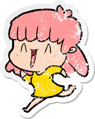 Bir insan tarafından çizilmiş karikatür bir kadının sıkıntılı çıkartması.