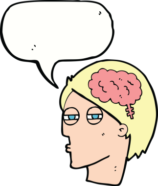 Çizgi filmci, bir insan tarafından çizilmiş konuşma balonuyla dikkatlice düşünüyor.