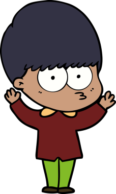 Bir insan tarafından çizilmiş sinirli çizgi film çocuğu.