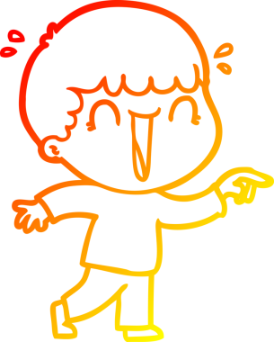 Bir insan tarafından çizilmiş gülen bir çizgi film karakterinin sıcak çizgi çizimi.