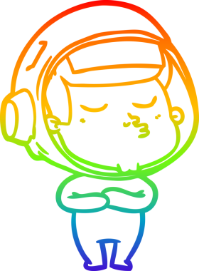 gökkuşağı gradyan çizimi bir çizgi insan tarafından çizilmiş kendinden emin astronot