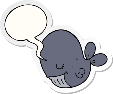 Bir insan tarafından çizilmiş konuşma balonu etiketli bir balina.