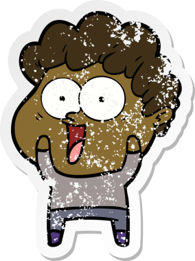 Bir insan tarafından çizilmiş mutlu bir adamın sıkıntılı çıkartması.