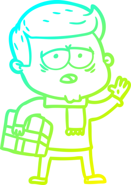 Bir insan tarafından çizilmiş, yorgun bir adamın soğuk çizgi çizimi.