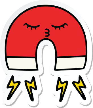 Bir insan tarafından çizilmiş şirin bir çizgi film mıknatısı etiketi.