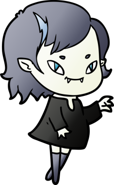 Bir insan tarafından çizilmiş çizgi film dostu vampir kız.