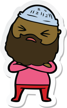 Bir insan tarafından çizilmiş sakallı bir karikatür adamın çıkartması.