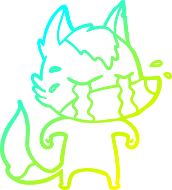 Bir insan tarafından çizilmiş ağlayan kurdun soğuk çizgi çizimi.