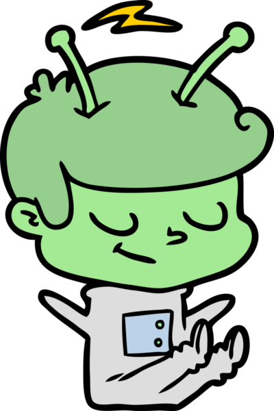 Bir insan tarafından çizilmiş dost canlısı çizgi film uzay adamı.