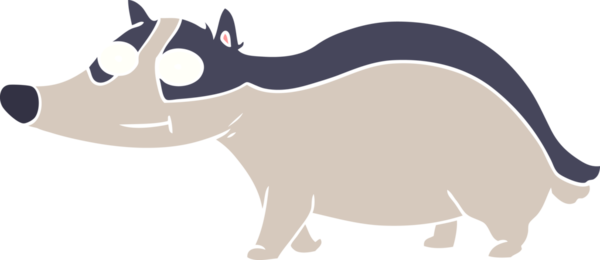 Bir insan tarafından çizilmiş düz renkli çizgi film dost porsuğu.