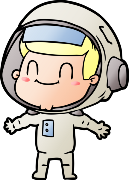 Bir insan tarafından çizilmiş mutlu astronot.