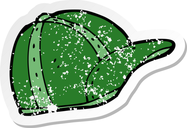 Bir insan tarafından çizilmiş eski okul şapkasının gerilimli çıkartması.