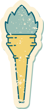 Bir insan tarafından çizilmiş yanan bir meşalenin sembolik dövmeli görüntüsü