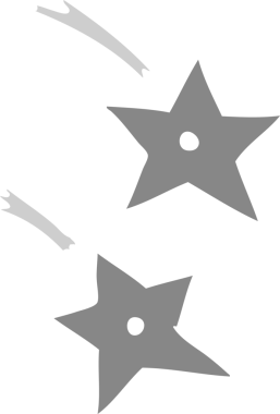 Bir insan tarafından çizilmiş ninja fırlatan yıldızların el çizimi karikatürü.