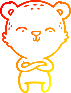 Bir insan tarafından çizilmiş mutlu, kendinden emin bir çizgi film ayısının çizimi.