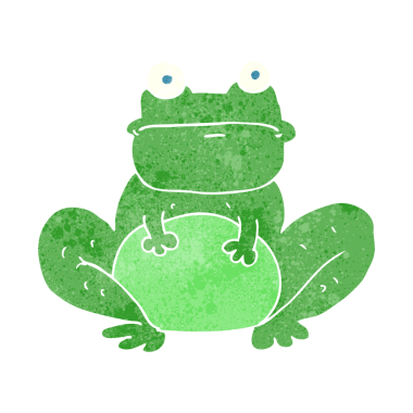 Bir insan tarafından çizilmiş serbest çizgi film kurbağası.