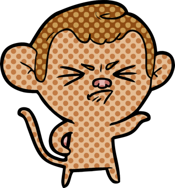 Bir insan tarafından çizilmiş kızgın maymun çizgi filmi.