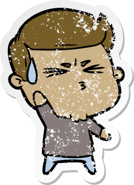 Bir insan tarafından çizilmiş mutlu bir adamın karikatür çıkartması.