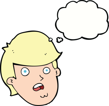 Düşünce baloncuğu çizen koca çeneli çizgi film adamı.