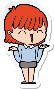 Bir insan tarafından çizilmiş bir karikatür kadının çıkartması.