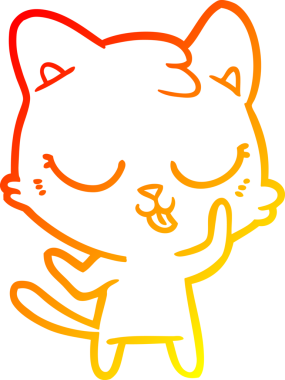 Bir insan tarafından çizilmiş çizgi film kedisinin sıcak çizgi çizimi