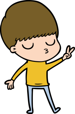 Bir insan tarafından çizilmiş sakin çocuk çizgi filmi.