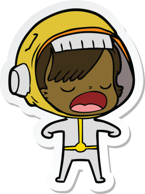 Bir insan tarafından çizilmiş astronot bir kadının çıkartması.