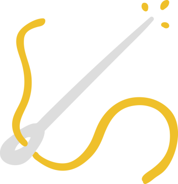 Bir insan tarafından çizilmiş iğne ve iplik